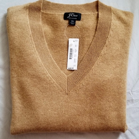 J.Crew Cashmere V-neck fitted sweater, Hthr Camel - Picture 3 of 3
